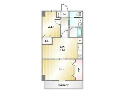 オーク松本通(2DK/6階)の間取り写真
