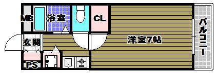 クレアール西川(1K/1階)の間取り写真