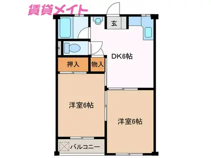 ハイツ茜(2DK/1階)の間取り写真