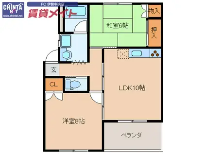 やまびこ2(2LDK/1階)の間取り写真