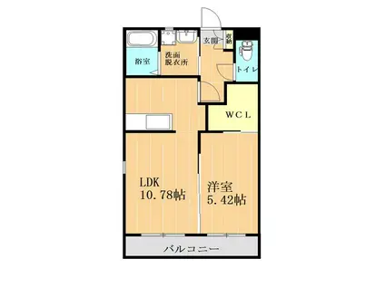 グランディールIII(1LDK/2階)の間取り写真