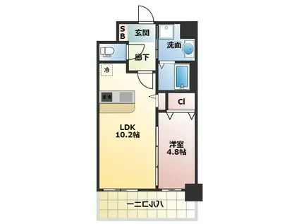 スプランディッド茨木天王(1LDK/1階)の間取り写真