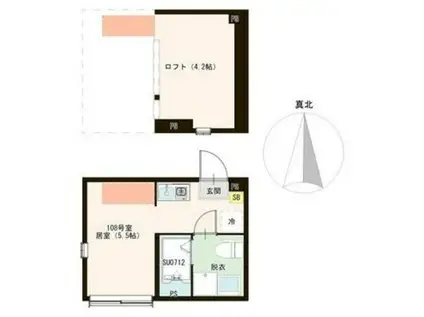 ハーモニーテラス都立家政(ワンルーム/1階)の間取り写真