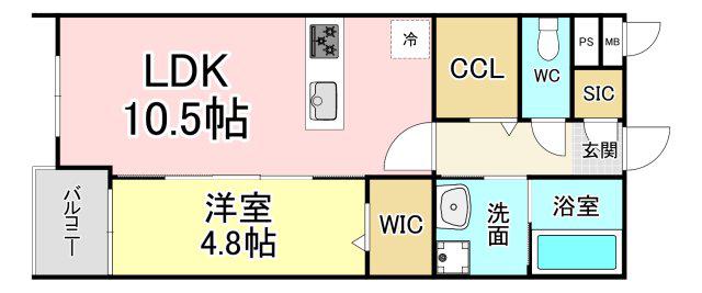 MON665(1LDK/1階)の間取り写真