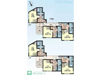 ブルックリンヒル 6TH(1K/2階)の間取り写真