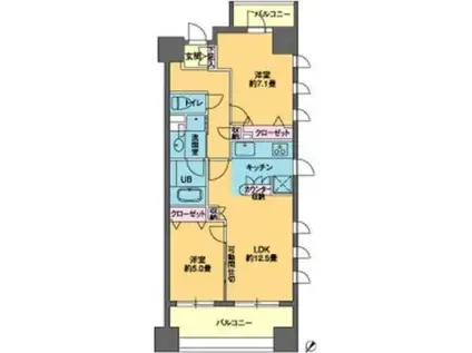 パークキューブ日本橋水天宮(2LDK/4階)の間取り写真