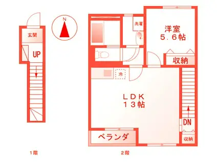 パインテール(1LDK/2階)の間取り写真