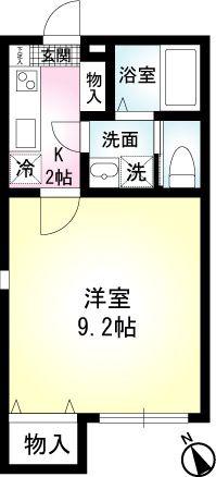 エリーゼヒルズ(1K/1階)の間取り写真