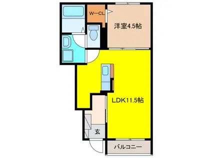 TST FUSO(1LDK/1階)の間取り写真