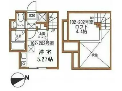 ハーミットクラブハウス長津田B棟(ワンルーム/1階)の間取り写真