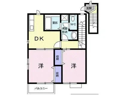 ペイトンプレイスDX-B(2DK/2階)の間取り写真