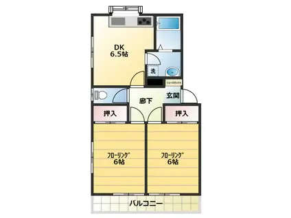 グリーンテラス湘南(2DK/1階)の間取り写真