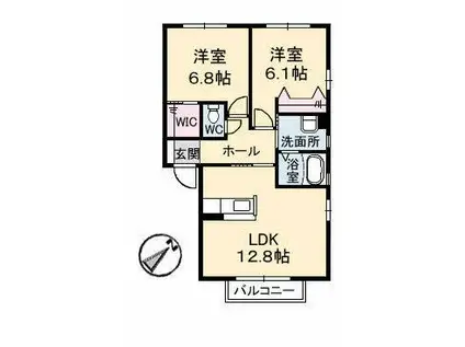 グランマスト古志原C(2LDK/2階)の間取り写真