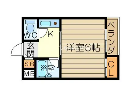 ハイツ富田(1K/1階)の間取り写真