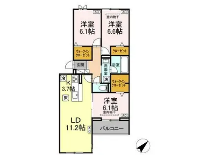 D CRAFT 谷田(3LDK/1階)の間取り写真