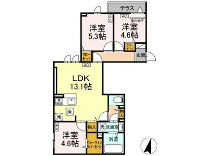 セレスティア江戸川II(3LDK/1階)の間取り写真