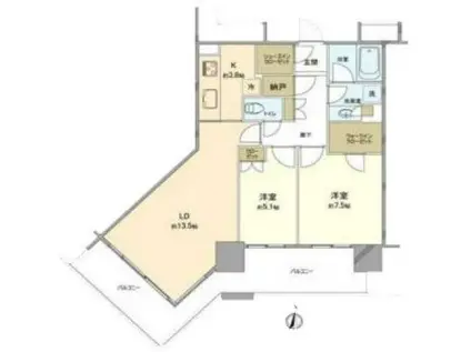 アーバンドックパークシティ豊洲 タワーA(2LDK/28階)の間取り写真