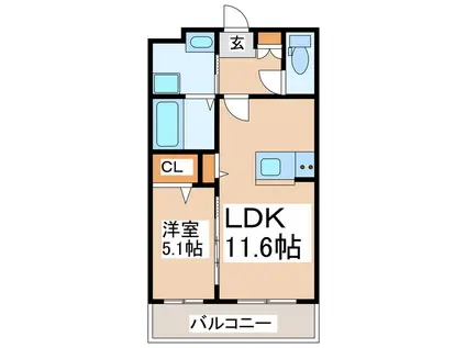 リシャール原水(1LDK/1階)の間取り写真