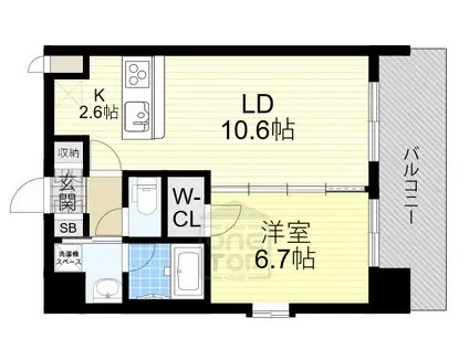 スプランディッド江坂駅前(1LDK/3階)の間取り写真