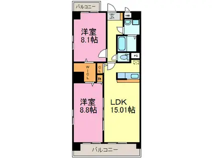 HSスパリア(2LDK/2階)の間取り写真