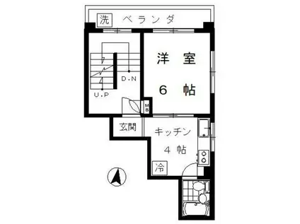 フルハウス(1K/2階)の間取り写真