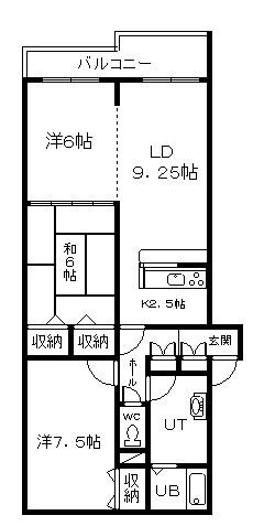 シャンノール東旭川(3LDK/3階)の間取り写真