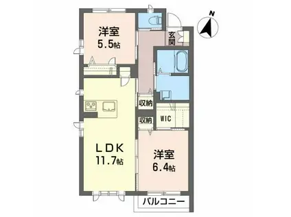 エターナル桑野(2LDK/1階)の間取り写真