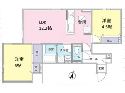 蓮田AP(2LDK/1階)の間取り写真