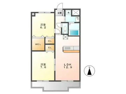 ヴィラ・ヴェール(2LDK/5階)の間取り写真