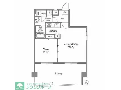 ペアパレス六町環七北通(1LDK/6階)の間取り写真