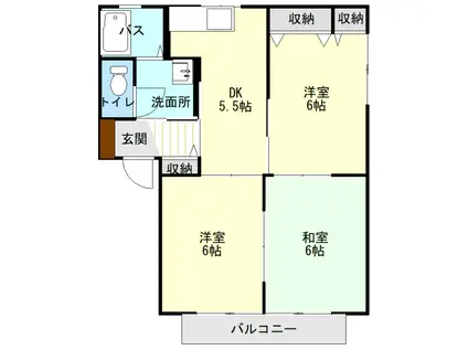 ディアスU-B(3DK/2階)の間取り写真