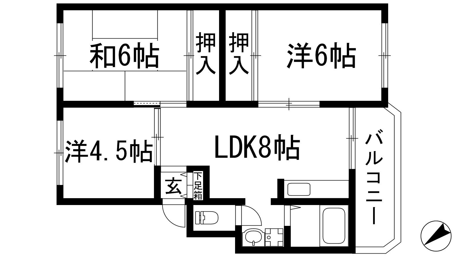 シャンボール八王寺(3LDK/5階)の間取り写真