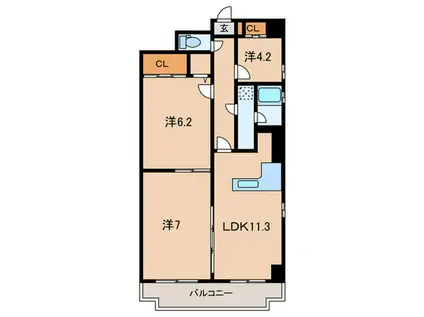 GHONMACHI(3LDK/1階)の間取り写真