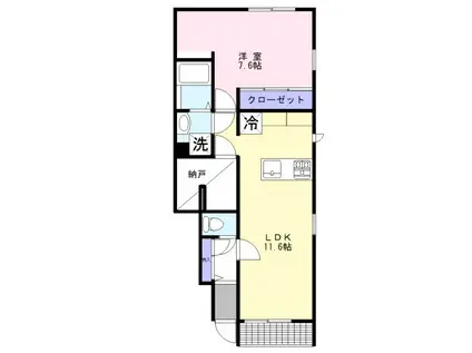 WISE HOME 2ND(1SLDK/1階)の間取り写真