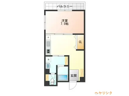 イナダマンション(1DK/2階)の間取り写真