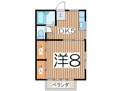 シャトレII(1DK/2階)の間取り写真