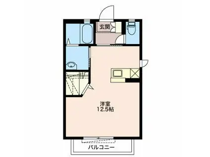 エレヴァートK(ワンルーム/2階)の間取り写真