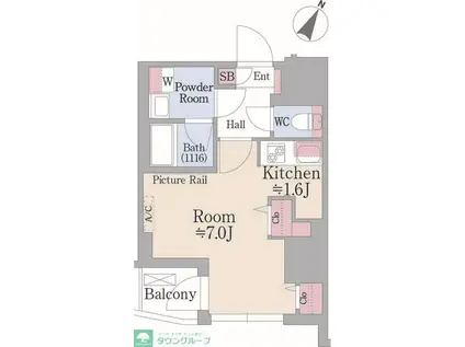 グランハイツ曙橋(1K/6階)の間取り写真