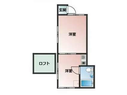 ベルコート剣崎(ワンルーム/2階)の間取り写真