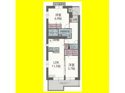 ユングフラウ(2LDK/3階)の間取り写真