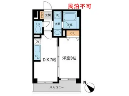 ペット飼育ネットフリー 1DK ルクレ初台 M(1DK/2階)の間取り写真
