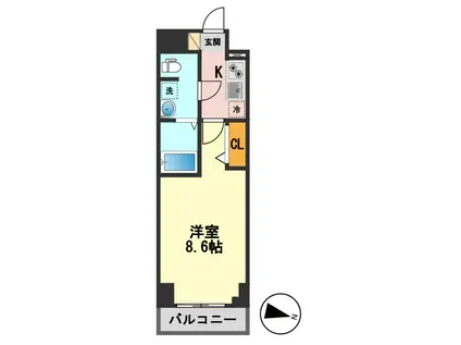 GRANPASEO青砥(1K/8階)の間取り写真