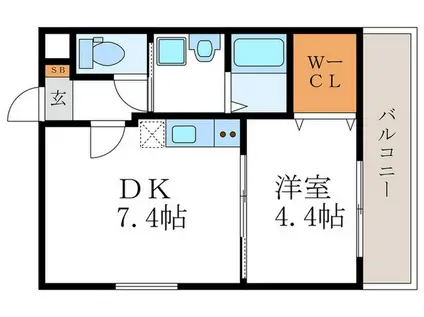 グラカン桂駅北(1DK/2階)の間取り写真