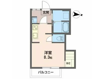 フラッツA(ワンルーム/2階)の間取り写真