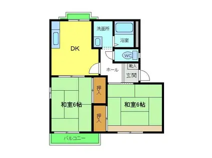 坂の久保ハイツB棟(1LDK/1階)の間取り写真