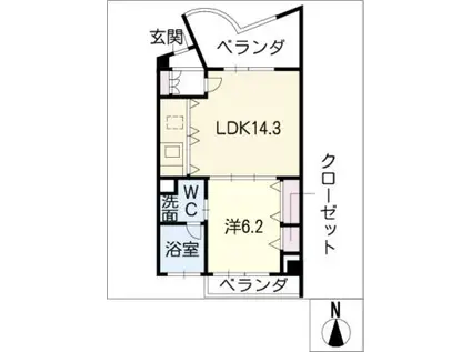名古屋ASTONビル THE ASTON HOUSE(1LDK/7階)の間取り写真