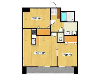 クロノス34田井島II(2LDK/11階)の間取り写真