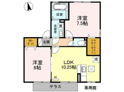 ウィルモア桜町101(2LDK/1階)の間取り写真