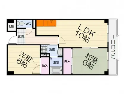 コートグレース(2LDK/3階)の間取り写真