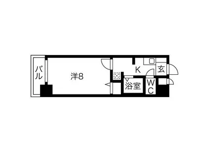 ベル名駅(1K/6階)の間取り写真